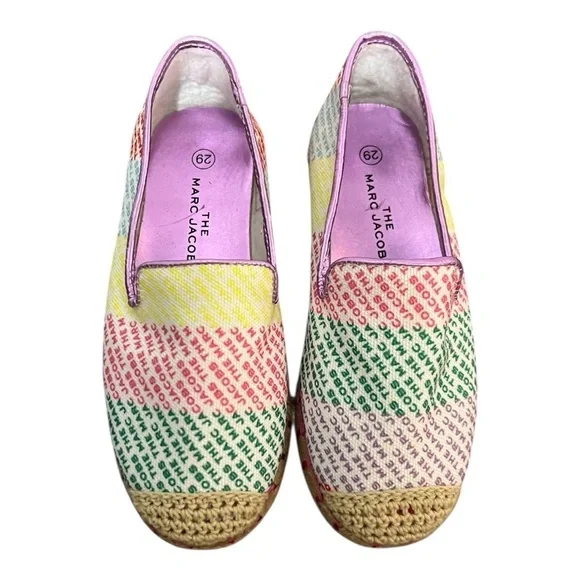 MARC JACOBS Kids' All Over Logo Cotton Canvas Espadrilles In Multicolor NEW 29 - Picture 2 of 4